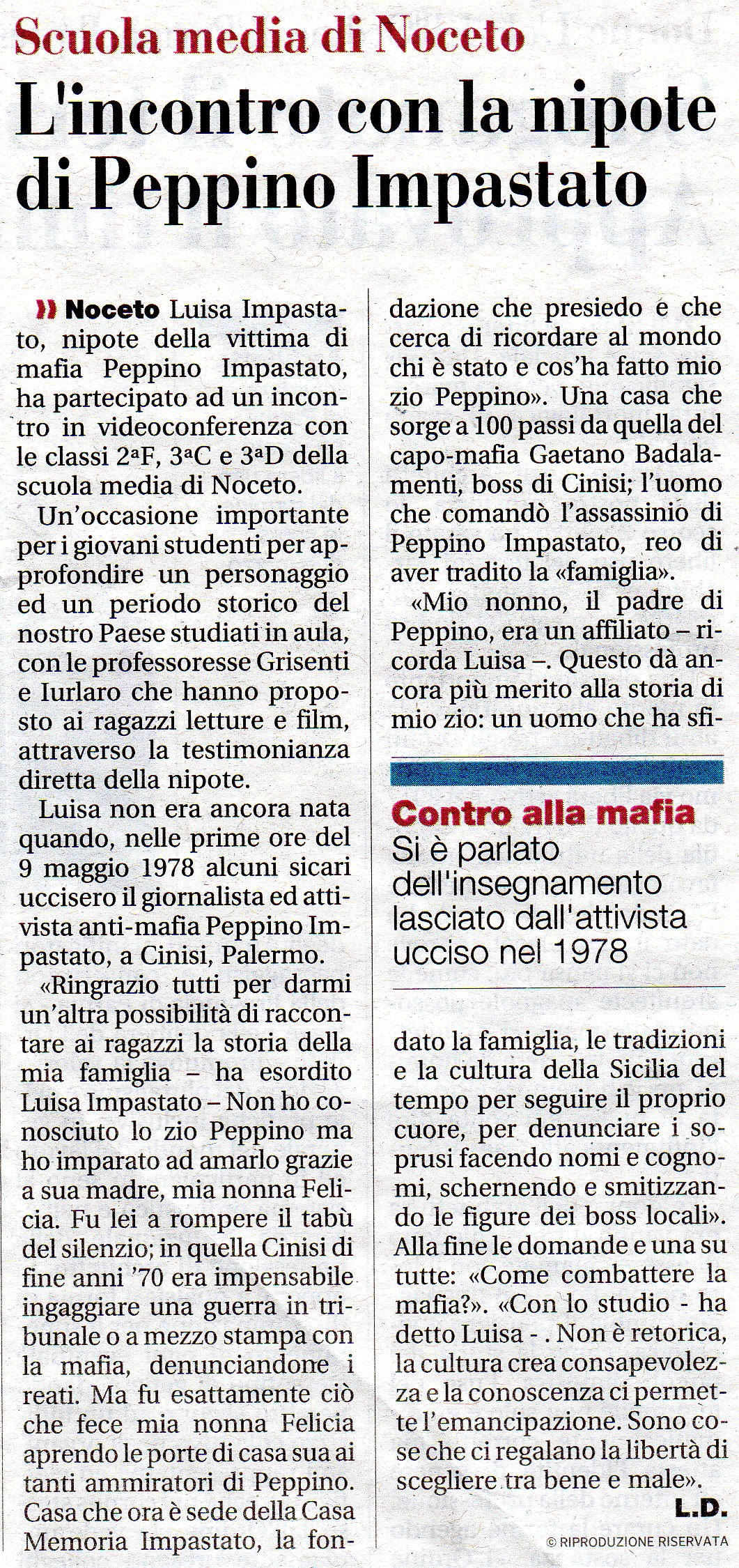 Incontro con Luisa Impastato 1