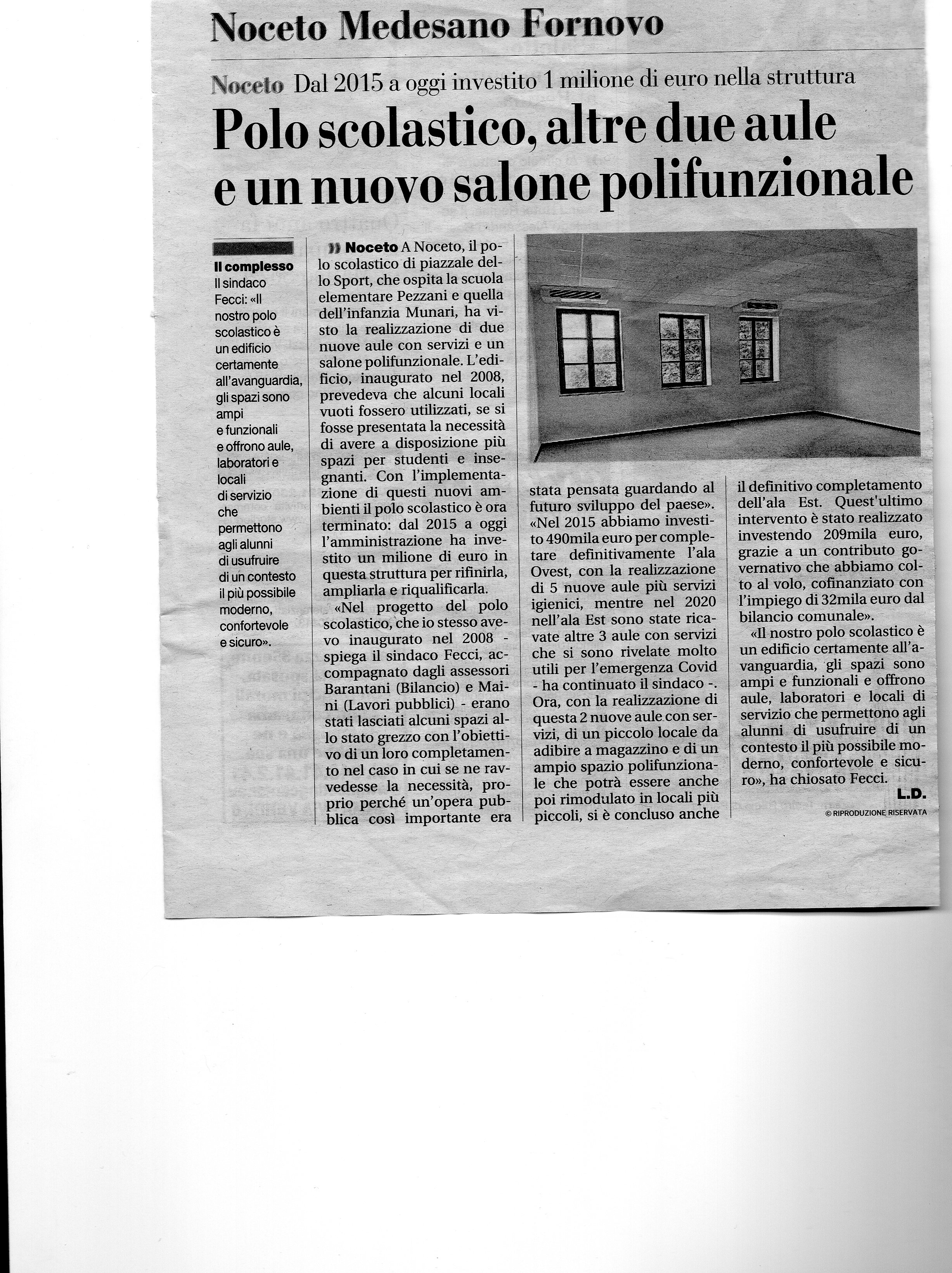 NUOVE AULE NEL POLO SCOLASTICO